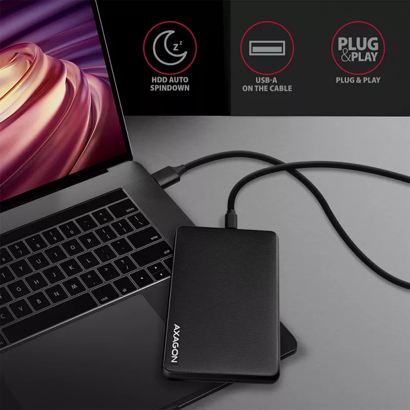 Axagon EE25-SLC Besisriegis USB-C 3.2 Gen 1 - SATA 6G išorinis dėklas 2,5 colio SSD/HDD