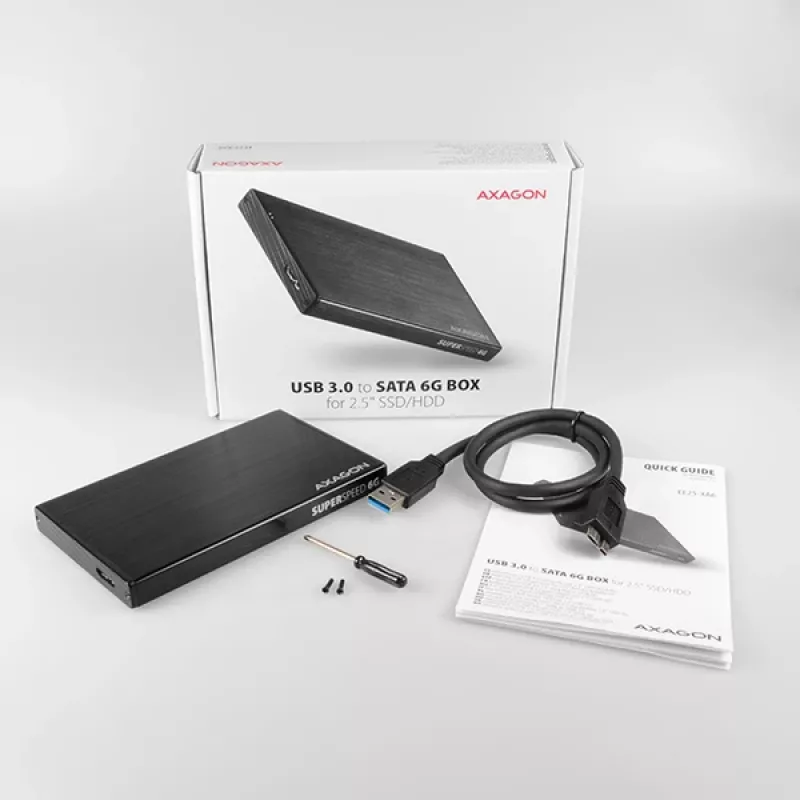 Axagon EE25-XA6 kompaktiškas aliumininis USB 3.2 Gen 1 - SATA 6G išorinis dėklas, skirtas 2,5 colio SSD/HDD