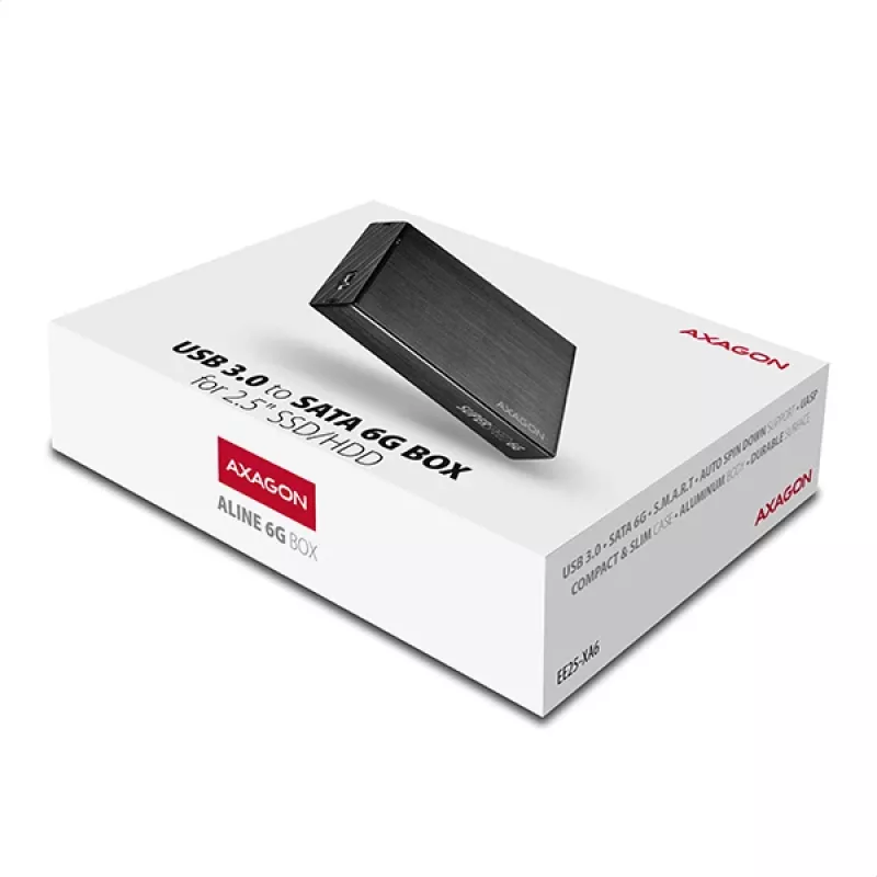 Axagon EE25-XA6 kompaktiškas aliumininis USB 3.2 Gen 1 - SATA 6G išorinis dėklas, skirtas 2,5 colio SSD/HDD