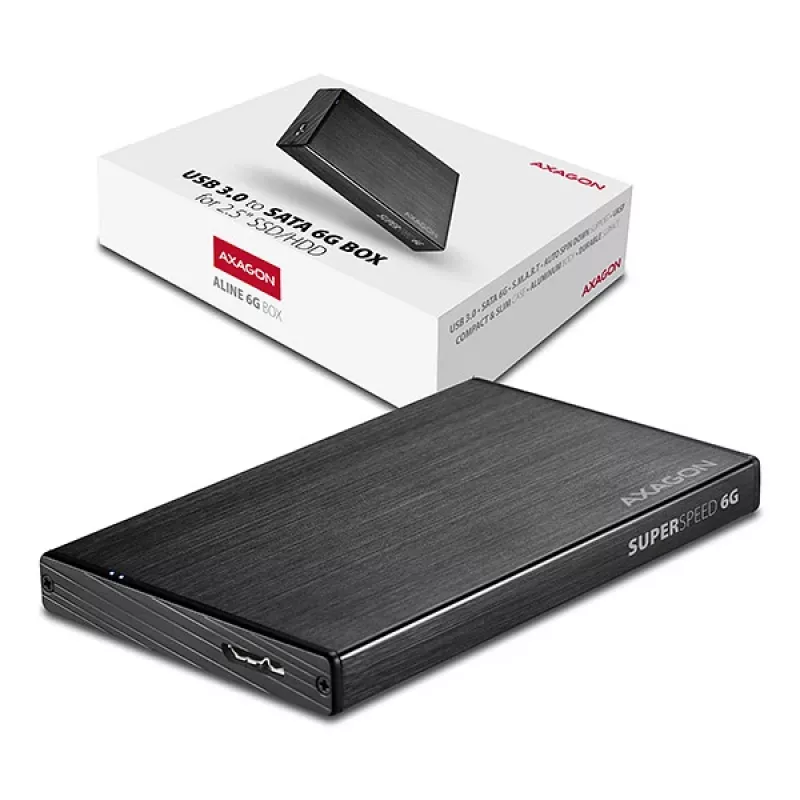 Axagon EE25-XA6 kompaktiškas aliumininis USB 3.2 Gen 1 - SATA 6G išorinis dėklas, skirtas 2,5 colio SSD/HDD