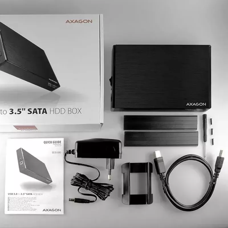 Axagon EE35-XA3 kompaktiškas aliumininis USB 3.2 Gen 1 išorinis dėklas SATA, skirtas 3,5 colio HDD