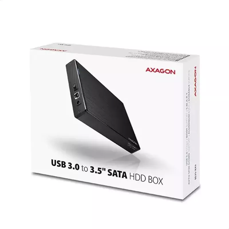Axagon EE35-XA3 kompaktiškas aliumininis USB 3.2 Gen 1 išorinis dėklas SATA, skirtas 3,5 colio HDD