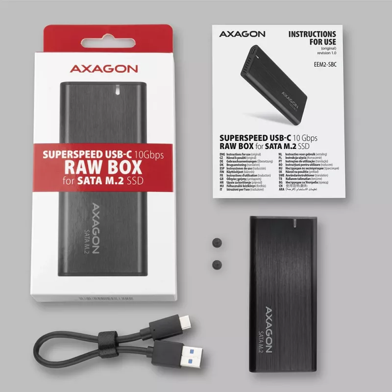 SSD dėklas Axagon EEM2-SBC USB-C 3.2 Gen 2 juodas M.2