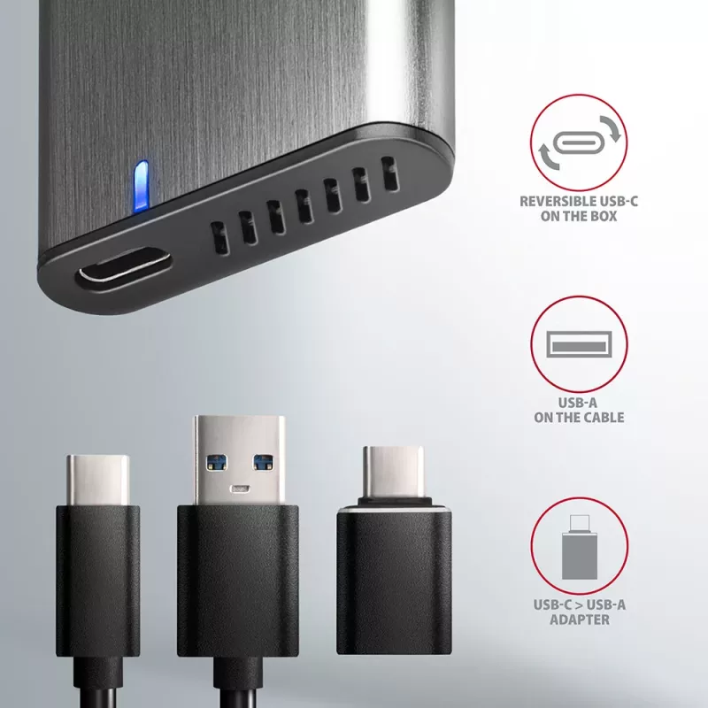 Axagon EEM2-SG2 SuperSpeed+ USB-C – M.2 NVMe ir SATA SSD RAW dėžutė
