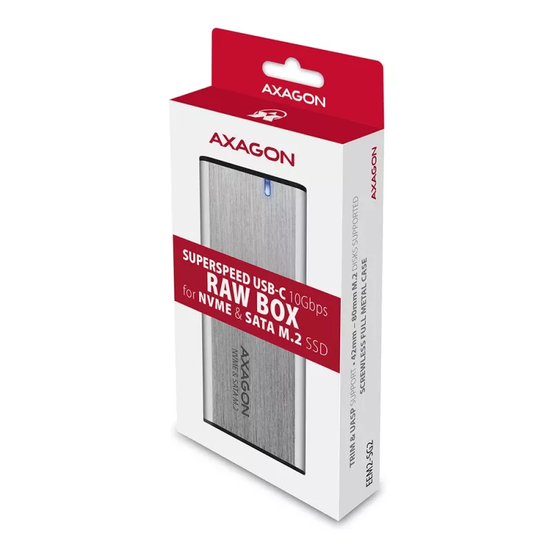Axagon EEM2-SG2 SuperSpeed+ USB-C – M.2 NVMe ir SATA SSD RAW dėžutė