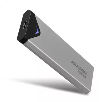 Axagon EEM2-UG2 išorinis USB-C 10Gbps metalinis dėklas M.2 NVMe SSD diskams. Sidabrinis