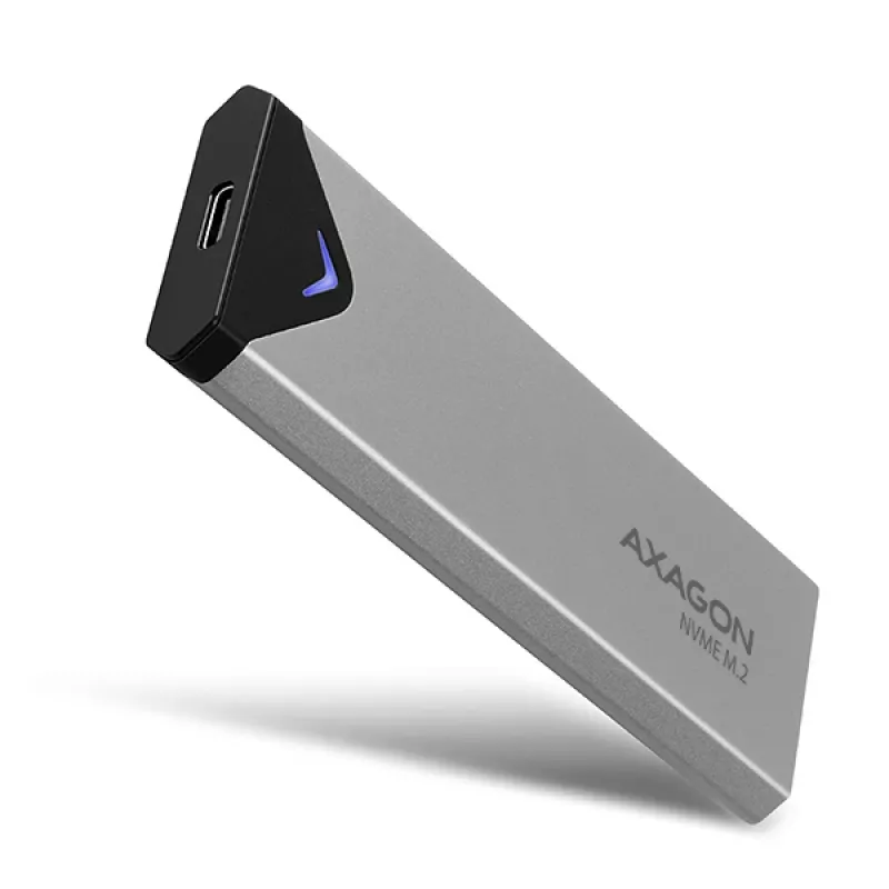 Axagon EEM2-UG2 išorinis USB-C 10Gbps metalinis dėklas M.2 NVMe SSD diskams. Sidabrinis