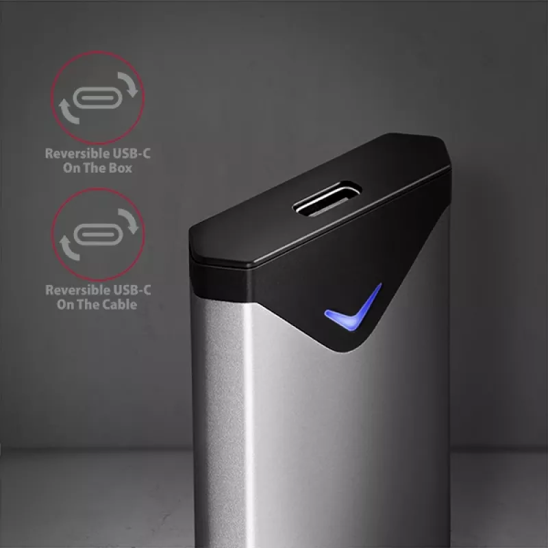 Axagon EEM2-UG2 išorinis USB-C 10Gbps metalinis dėklas M.2 NVMe SSD diskams. Sidabrinis