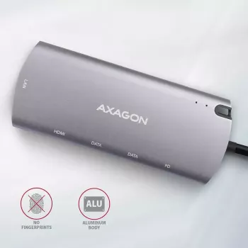 Axagon HMC-6M2 USB 3.2 Gen 1 šakotuvas, 2x USB-A, HDMI, RJ-45, SATA M.2, PD 100W, USB-C laidas