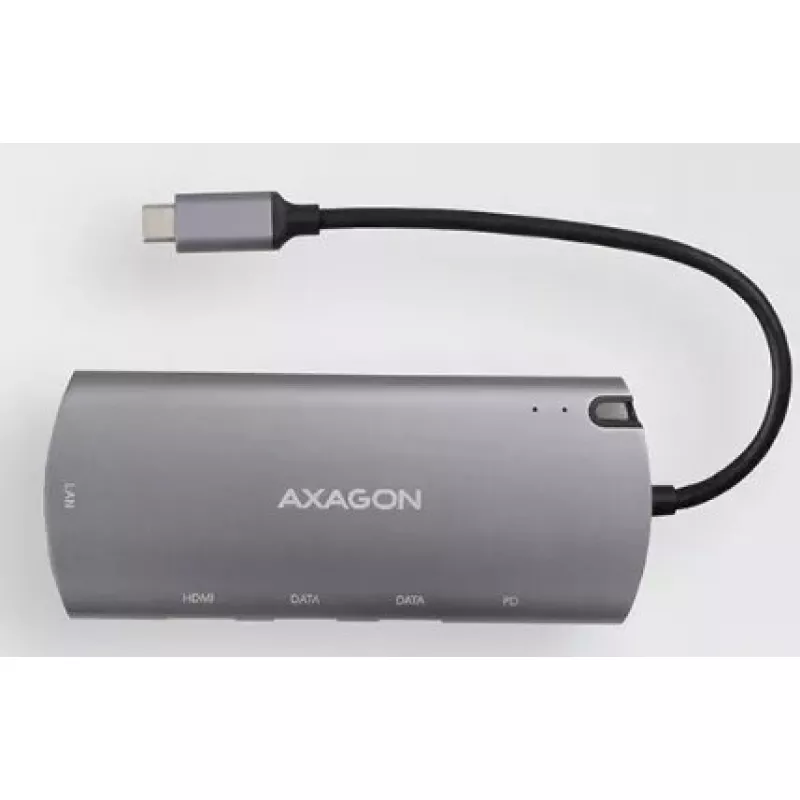 Axagon HMC-6M2 USB 3.2 Gen 1 šakotuvas, 2x USB-A, HDMI, RJ-45, SATA M.2, PD 100W, USB-C laidas