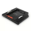 Axagon RSS-CD09 2.5 inch SSD/HDD krepšelis į DVD lizdą 9.5 mm LED ALU sąsajos kortelės/adapteris vidinis SATA