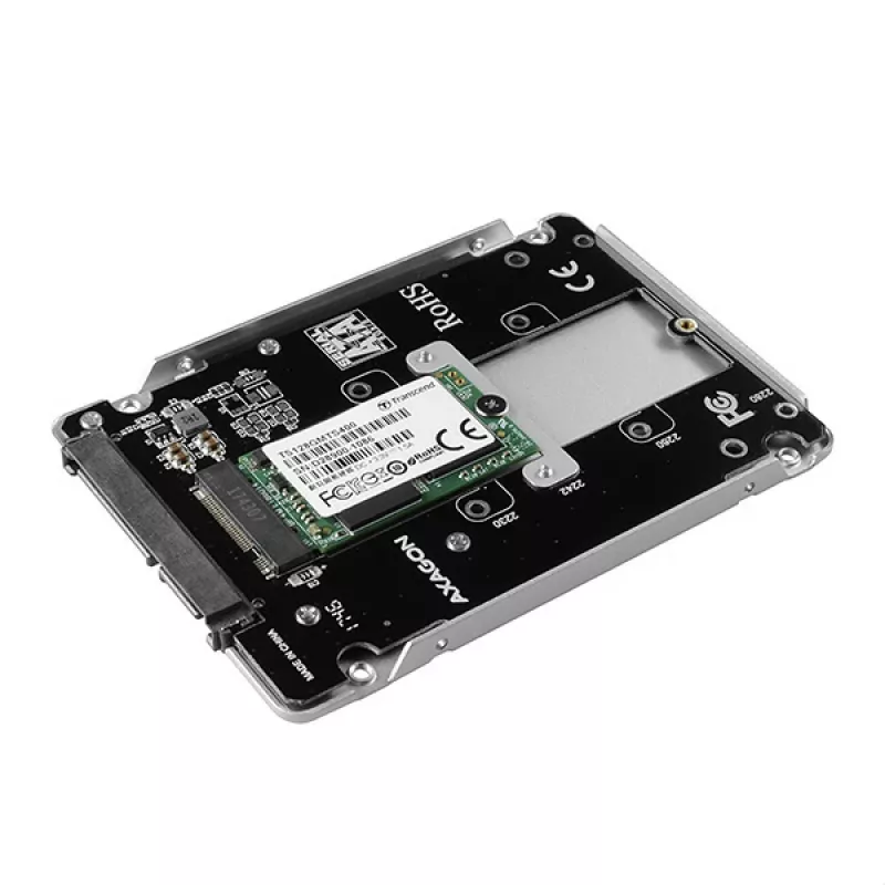 Axagon RSS-M2SD SATA - M.2 SATA SSD, vidinė 2,5 colio ALU dėžutė, sidabrinė