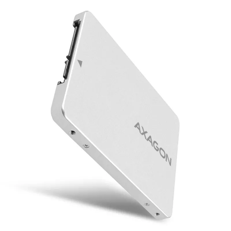 Axagon RSS-M2SD SATA - M.2 SATA SSD, vidinė 2,5 colio ALU dėžutė, sidabrinė