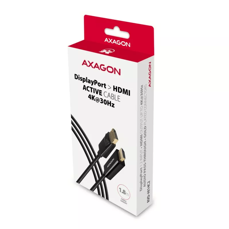 Axagon RVD-HI14C2 DisplayPort -> HDMI 1.4 laidas 1,8 m, 4K/30Hz