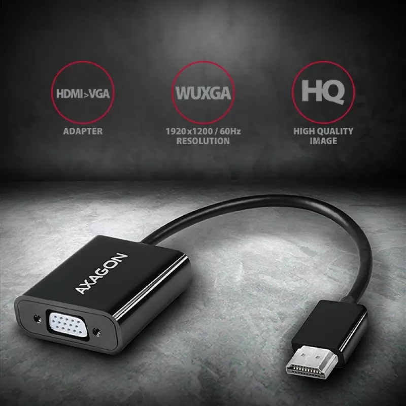 Axagon RVH-VGAN HDMI -> VGA adapteris FullHD, 1920x1200, garso išvestis, maitinimo įvestis
