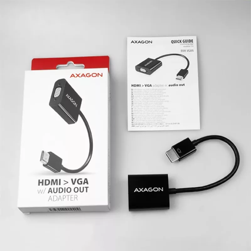 Axagon RVH-VGAN HDMI -> VGA adapteris FullHD, 1920x1200, garso išvestis, maitinimo įvestis