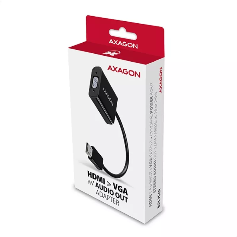 Axagon RVH-VGAN HDMI -> VGA adapteris FullHD, 1920x1200, garso išvestis, maitinimo įvestis