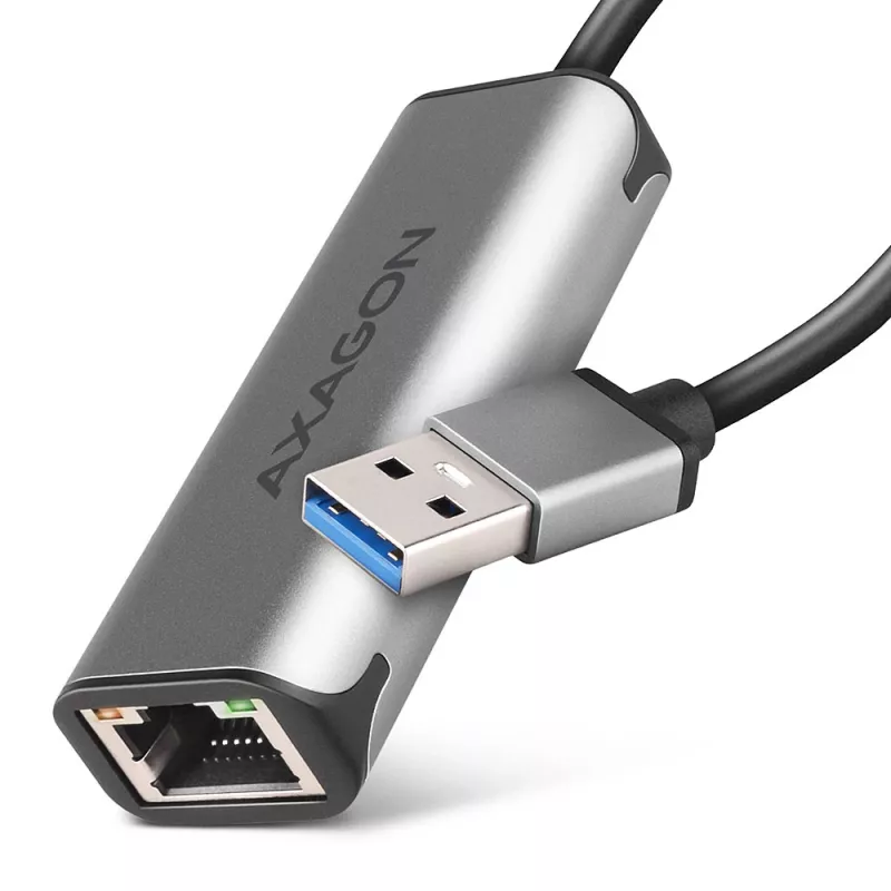 2.5 Gigabit Ethernet adapter AXAGON ADE-25R — USB Type-C, 10/100/1000/2500 Mbit, 5000 Mbit/s, aliuminis, pilka