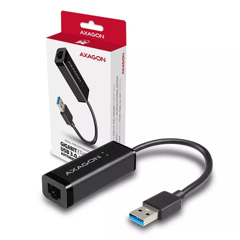„Axagon ADE-SR“ USB-A gigabito eterneto adapteris, laidinis, USB, Ethernet, 1000 Mbit/s, juodos spalvos