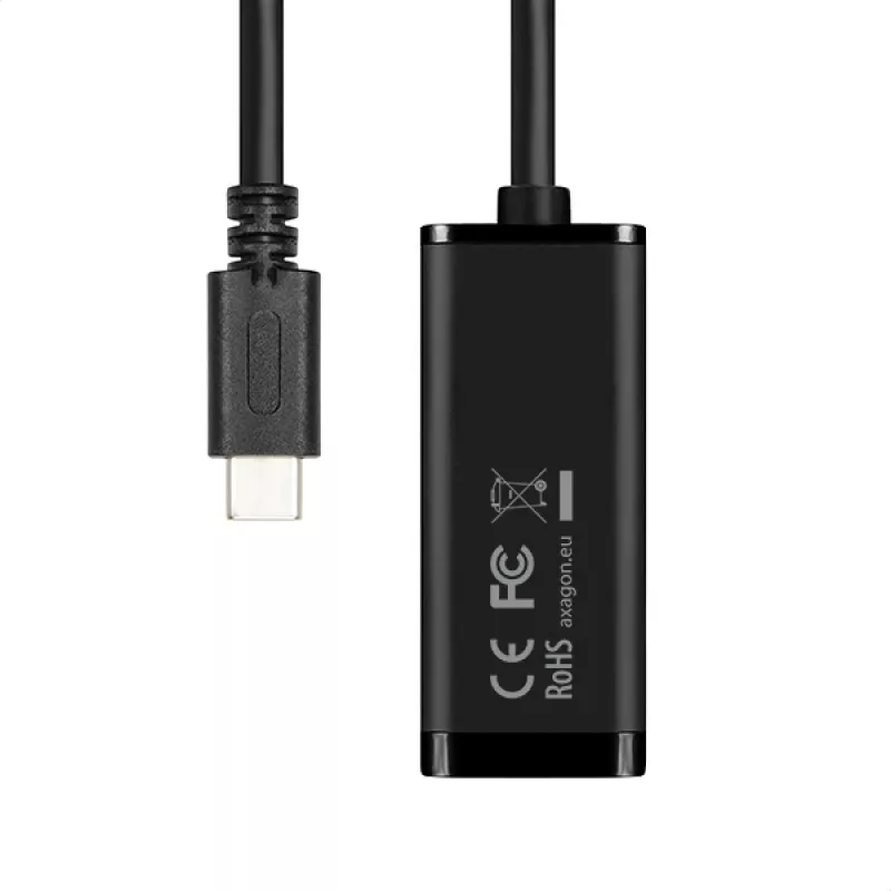 Axagon ADE-SRC USB-C gigabit eterneto adapteris, laidinis, USB Type-C, Ethernet, 1000 Mbit/s, juodas