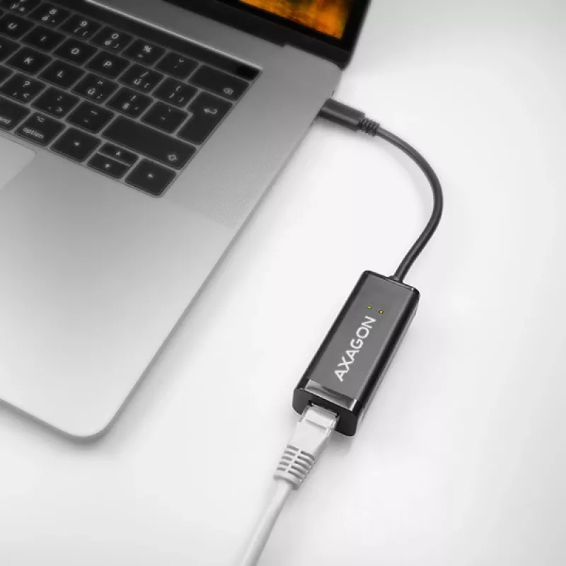 Axagon ADE-SRC USB-C gigabit eterneto adapteris, laidinis, USB Type-C, Ethernet, 1000 Mbit/s, juodas