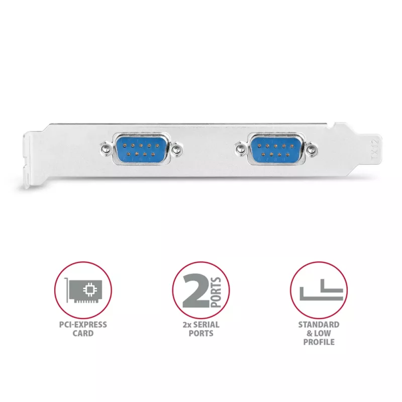 “Axagon PCEA-S2N” PCIe adapteris – 2 nuoseklieji prievadai, 250 kbps, su SP ir LP