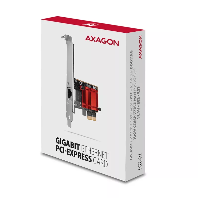 Vidinė tinklo plokštė AXAGON PCEE-GIX — PCI Express, Ethernet, 5000 Mbit/s, IEEE 802.3/802.3ab/802.3u