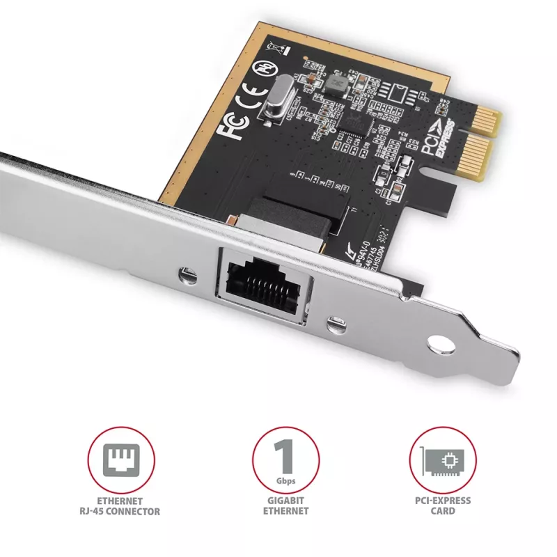 „Axagon PCEE-GRF PCIe – Gigabit Ethernet adapteris Realtek 8111F su SP ir LP“