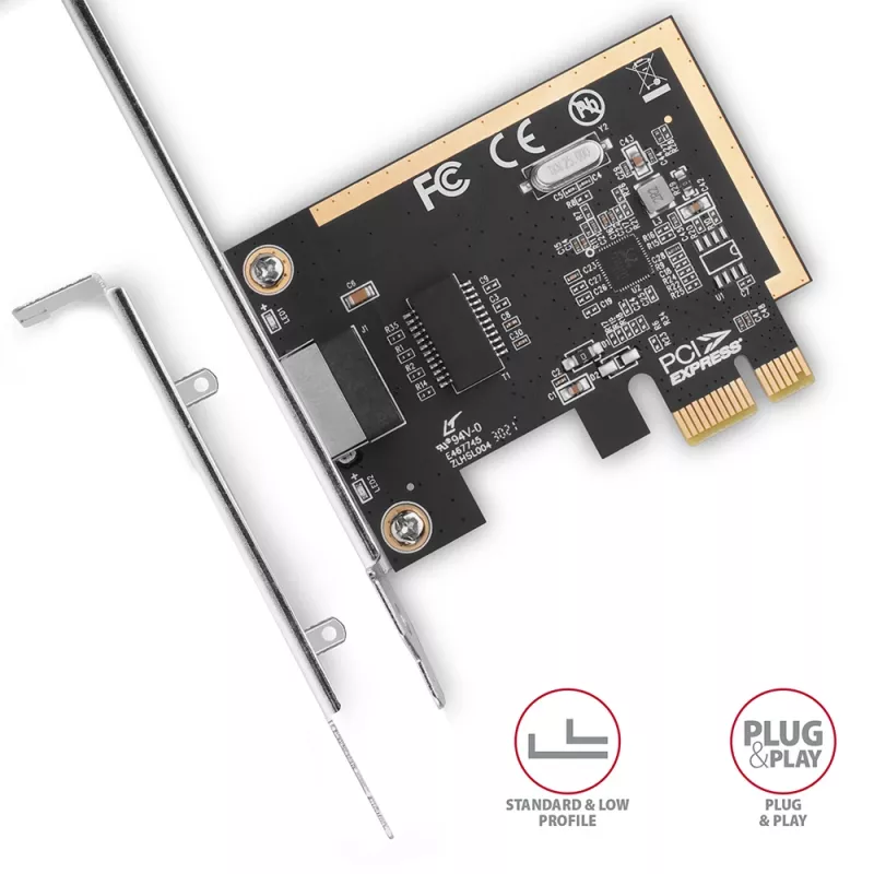„Axagon PCEE-GRF PCIe – Gigabit Ethernet adapteris Realtek 8111F su SP ir LP“