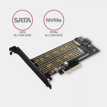 Axagon PCEM2-D PCIe x4 - M.2 NVMe M-rakto + SATA B-rakto lizdo adapteris su SP ir LP