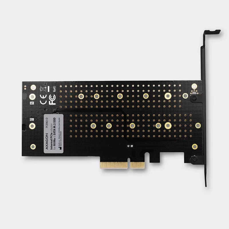 Axagon PCEM2-D PCIe x4 - M.2 NVMe M-rakto + SATA B-rakto lizdo adapteris su SP ir LP