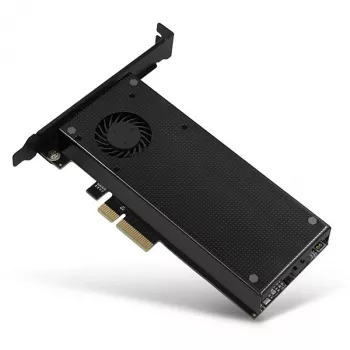 „Axagon PCEM2-DC“ PCIe x4 – M.2 NVMe M-rakto + SATA B-rakto lizdo adapteris su aušintuvu, SP ir LP