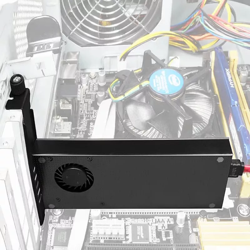 „Axagon PCEM2-DC“ PCIe x4 – M.2 NVMe M-rakto + SATA B-rakto lizdo adapteris su aušintuvu, SP ir LP