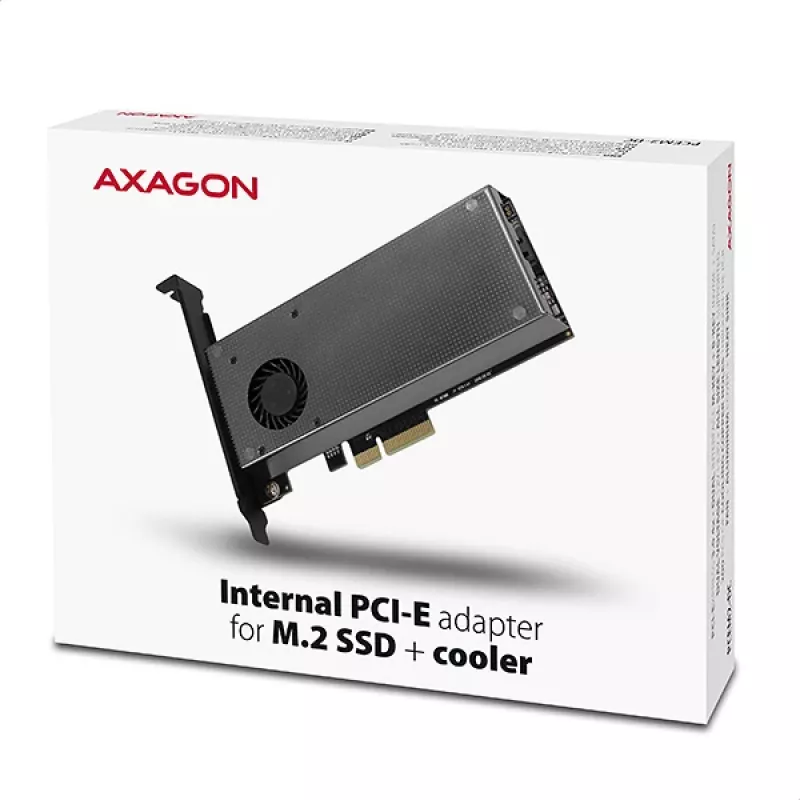 „Axagon PCEM2-DC“ PCIe x4 – M.2 NVMe M-rakto + SATA B-rakto lizdo adapteris su aušintuvu, SP ir LP