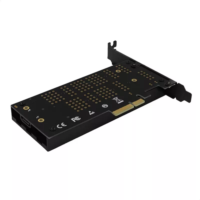 „Axagon PCEM2-DC“ PCIe x4 – M.2 NVMe M-rakto + SATA B-rakto lizdo adapteris su aušintuvu, SP ir LP
