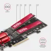 „Axagon PCEM2-ND“ PCIe x8 – dviejų M.2 NVMe M rakto lizdų adapteris, RAID, duomenų jungiklis, su standartine ir žemo profilio kronšteinais
