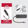 Axagon HMC-6GL USB 3.2 Gen 1 centrinė stotelė, 3x USB-A, HDMI 4k/30Hz, RJ-45, PD 100W, 20 cm USB-C laidas