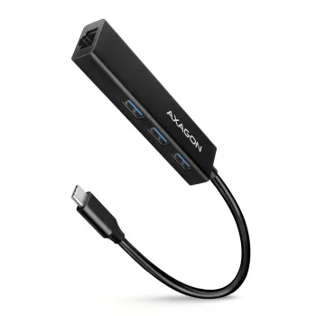 USB-C šakotuvas Axagon HMC-GL3A 3x USB-A Gbit-LAN juodas
