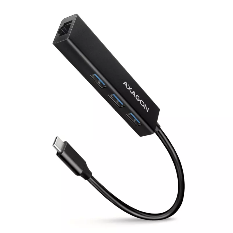USB-C šakotuvas Axagon HMC-GL3A 3x USB-A Gbit-LAN juodas