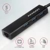 USB-C šakotuvas Axagon HMC-GL3A 3x USB-A Gbit-LAN juodas