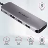 Axagon HMC-5 USB 3.2 Gen 1 hub, 2x USB-A, HDMI, SD/microSD, PD 100W, 20cm USB-C laidas
