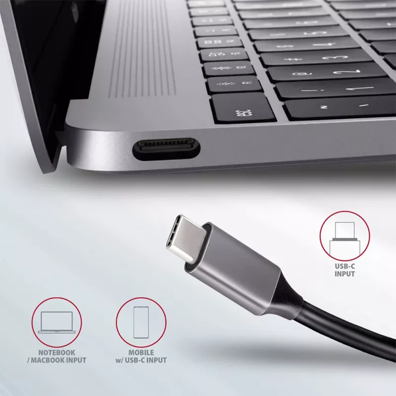 Axagon HMC-5 USB 3.2 Gen 1 hub, 2x USB-A, HDMI, SD/microSD, PD 100W, 20cm USB-C laidas