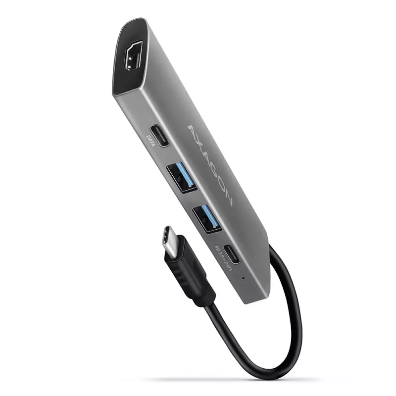 Axagon HMC-5G2 USB 10Gbps hub, 2x USB-A, 2x USB-C, HDMI 4k/60Hz, PD 100W, USB-C kabelis