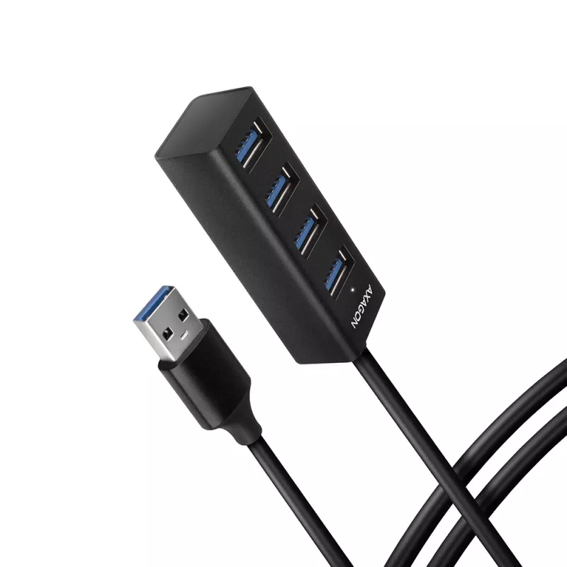 Axagon HUE-M1AL 4x USB 3.2 Gen 1 MINI centras, metalinis, 1,2 m USB-A laidas
