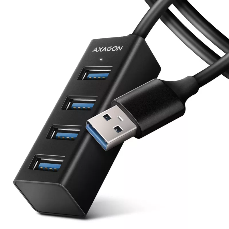 Axagon HUE-M1AL 4x USB 3.2 Gen 1 MINI centras, metalinis, 1,2 m USB-A laidas
