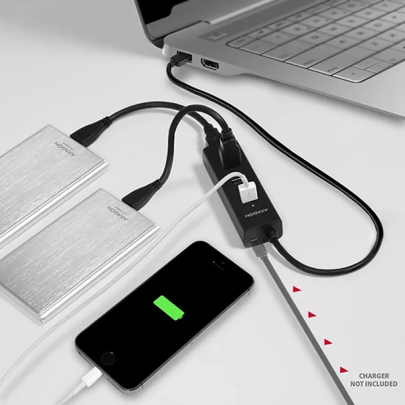 Axagon HUE-S2B 4x USB 3.0 ĮKROVIMO šakotuvas, maitinimas micro USB