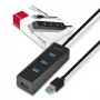 Axagon HUE-S2BL 4x USB 3.0 ĮKROVIMO šakotuvas su 1,2 m kabeliu, maitinimo mikro USB