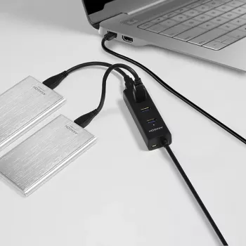 Axagon HUE-S2BL 4x USB 3.0 ĮKROVIMO šakotuvas su 1,2 m kabeliu, maitinimo mikro USB