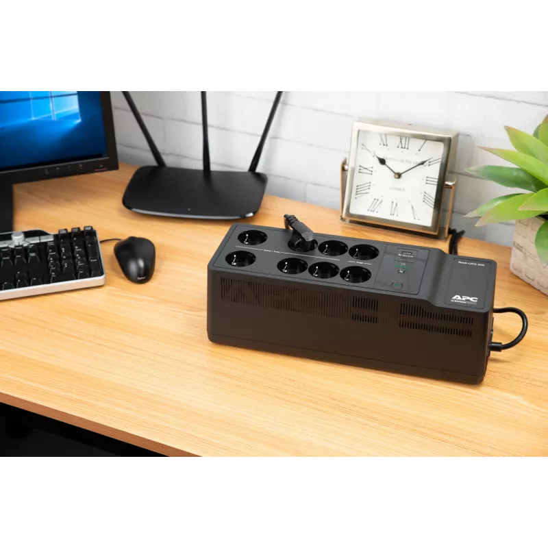 APC Back-UPS BE850G2-GR - Avarinis maitinimo šaltinis 8 lizdai, 850VA, 2 USB įkrovikliai, 1 USB duomenų prievadas