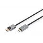 DIGITUS DP į HDMI laidas su LED 4K/30Hz, 2m aliuminio korpusas, auksu dengti kontaktai, palaiko 4K/30Hz